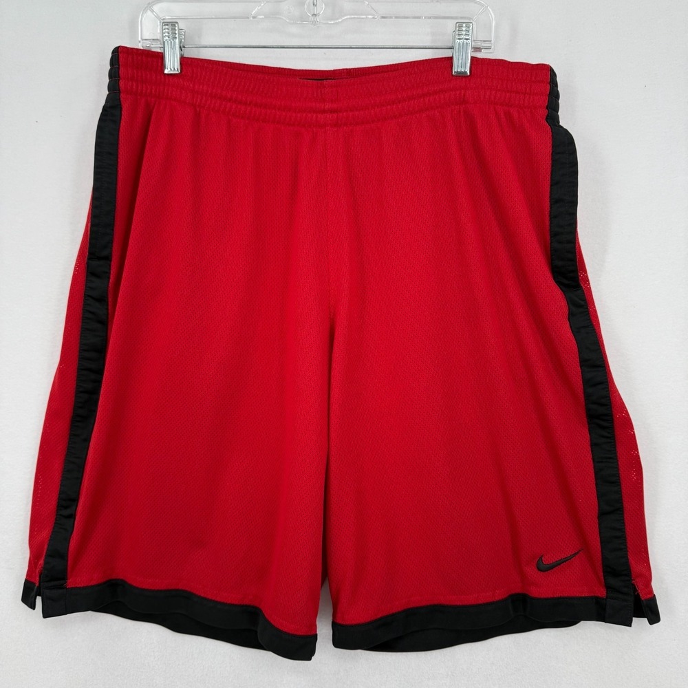 Nike Basketball Men's XL Red Black Mesh Shorts 362664-648 Athletic Training